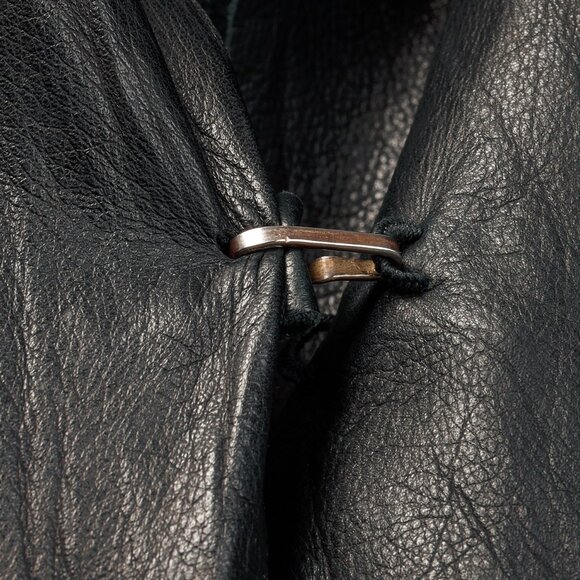 Rick Owens Black Wrinkled-Leather Coat - Picture 6 of 8